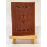 Обкл. на паспорт '' Укр.Герб '' шкіра 195х135 світло-коричневий