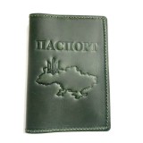 Обкл. на паспорт '' Карта '' шкіра 195х135 темно-зелений