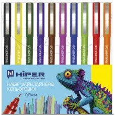 Набір файнлінеров кольорових HIPER 10шт 0, 5мм HFL-010 Набір файнлінеров кольорових HIPER 10шт 0, 5мм HFL-010