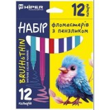 Набір фломастеров BRUSH & THIN зпензликом 12шт HBT-6012 Набір фломастеров BRUSH & THIN зпензликом 12шт HBT-6012
