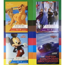 Картон кольоровий А4 ТЕТРАДА Disney 8арк/8кол ТЕ12048, 1/20, 2-хстор Картон кольоровий А4 ТЕТРАДА Disney 8арк/8кол ТЕ12048, 1/20, 2-хстор