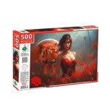 Пазли 500  Прекрасна дівчина з тигром