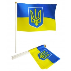Прапорець 14см*21см «Україна» Герб (780011) з палочкою