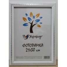 Фоторамка 21*30 Юг багет 2416 ДВП+скло з/н біла з зол. змійкою