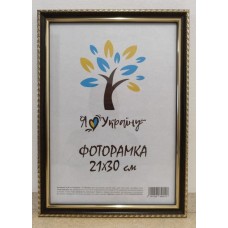 Фоторамка 21*30 Юг багет 1715 ДВП+скло б/н коричнева з зол. обрамленням