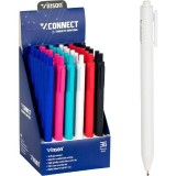 Ручка автомат масляна VINSON Connect S1C 0, 7мм синя, асорті, софт-тач