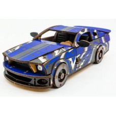 Дерев'яний 3D конструктор Muscle car GT (синя) в картонній упаковці