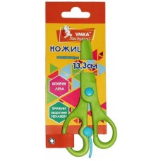 Ножиці 13, 3см, пластик., безпечні, зелені., УМКА 405-04НЦ