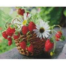 Алмазна мозаїка 40*50 Корзина ромашек з полуницею Brushme
