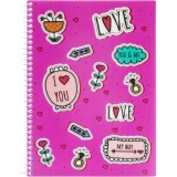 Блокнот ''Valentine: Stickers'' А5 (150х200), пластикова обкладинка, спіраль, 80 арк., клітинка