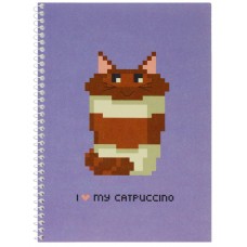 Блокнот ''Pixel: Catpuccino'' А5 (150х200), пластикова обкладинка, спіраль, 60 арк., клітинка Блокнот ''Pixel: Catpuccino'' А5 (150х200), пластикова обкладинка, спіраль, 60 арк., клітинка