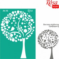 Трафарет багаторазовий самоклеючий, №16, Дерево 1, А4 (21х29, 7см), ROSA TALENT Трафарет багаторазовий самоклеючий, №16, Дерево 1, А4 (21х29, 7см), ROSA TALENT