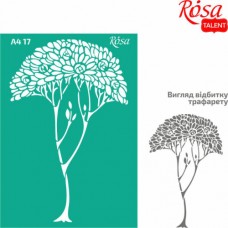 Трафарет багаторазовий самоклеючий, №17, Дерево 2, А4 (21х29, 7см), ROSA TALENT