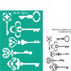 Трафарет багаторазовий самоклеючий, №20, Ключі, А4 (21х29, 7см), ROSA TALENT