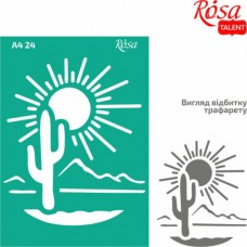 Трафарет багаторазовий самоклеючий, №24, Кактус, А4 (21х29, 7см), ROSA TALENT