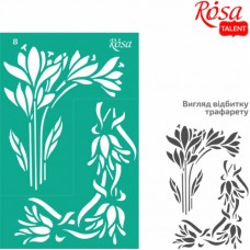 Трафарет багаторазовий самоклеючий, №8, Кутовий 13х20см, Серія „Квіти“, ROSA TALENT