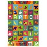 Картон двобічний різнокол., набір 9 арк., А4, в п/п пакеті КА4409Е