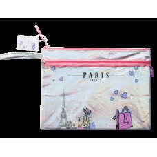 Папка А4 PARIS, 33х25.5х1 см, 2 відділ., голограф. штуч. шкіра, рожев. та срібл.