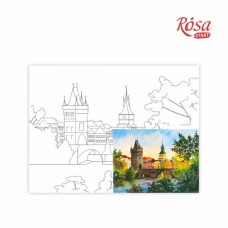 Полотно на картоні з контуром, Міста ''Прага'', 30*40, бавовна, акрил, ROSA START Полотно на картоні з контуром, Міста ''Прага'', 30*40, бавовна, акрил, ROSA START