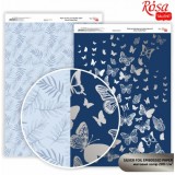 Папір дизайнерський двосторонній матовий „Silver Butterflies“ з тисненням, 21х29, 7см, 200 г/м2, ROSA