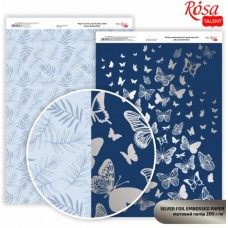 Папір дизайнерський двосторонній матовий „Silver Butterflies“ з тисненням, 21х29, 7см, 200 г/м2, ROSA
