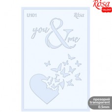 Трафарет багаторазовий універсальний, №U101, серія „Love“, 13х20см, прозорий, 5мм, ROSA TALENT