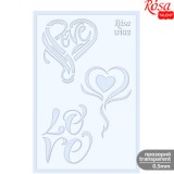 Трафарет багаторазовий універсальний, №U102, серія „Love“, 13х20см, прозорий, 5мм, ROSA TALENT