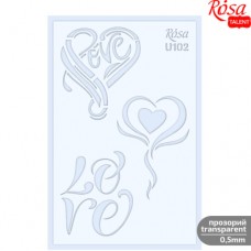 Трафарет багаторазовий універсальний, №U102, серія „Love“, 13х20см, прозорий, 5мм, ROSA TALENT