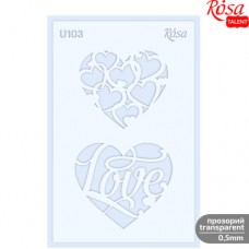Трафарет багаторазовий універсальний, №U103, серія „Love“, 13х20см, прозорий, 5мм, ROSA TALENT