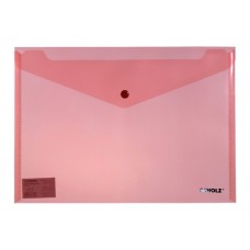 папка з кнопкою, прозор., А4, РР 180мкн, черв., 03500, SOZ   (12 шт. уп)