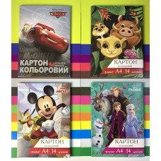 Картон кольоровий А4 ТЕТРАДА Disney 14арк/14кол ТЕ12047, 1/20