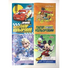 Папір кольоровий А4 ТЕТРАДА Disney 14арк/14кол ТЕ12050, 1/40