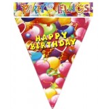 Розтяжка ''Happy Birthday'' Прапорці паперові з кульками 20*28см, 10шт, 10201