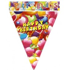 Розтяжка ''Happy Birthday'' Прапорці паперові з кульками 20*28см, 10шт, 10201