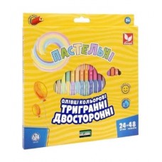 Олівці кольорові Школярик 24/48кол 31212005 пастель, трикутні, з чинк.