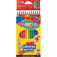 Олівці кольорові трикутні 12 кол., чинка, золото, срібло COLORINO, 54706PTR