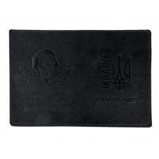 Обкладинка екошкіра Passport Ukraine Тризуб/ Т.Шевченко  чорний тиснення 2-х сторонній 37783